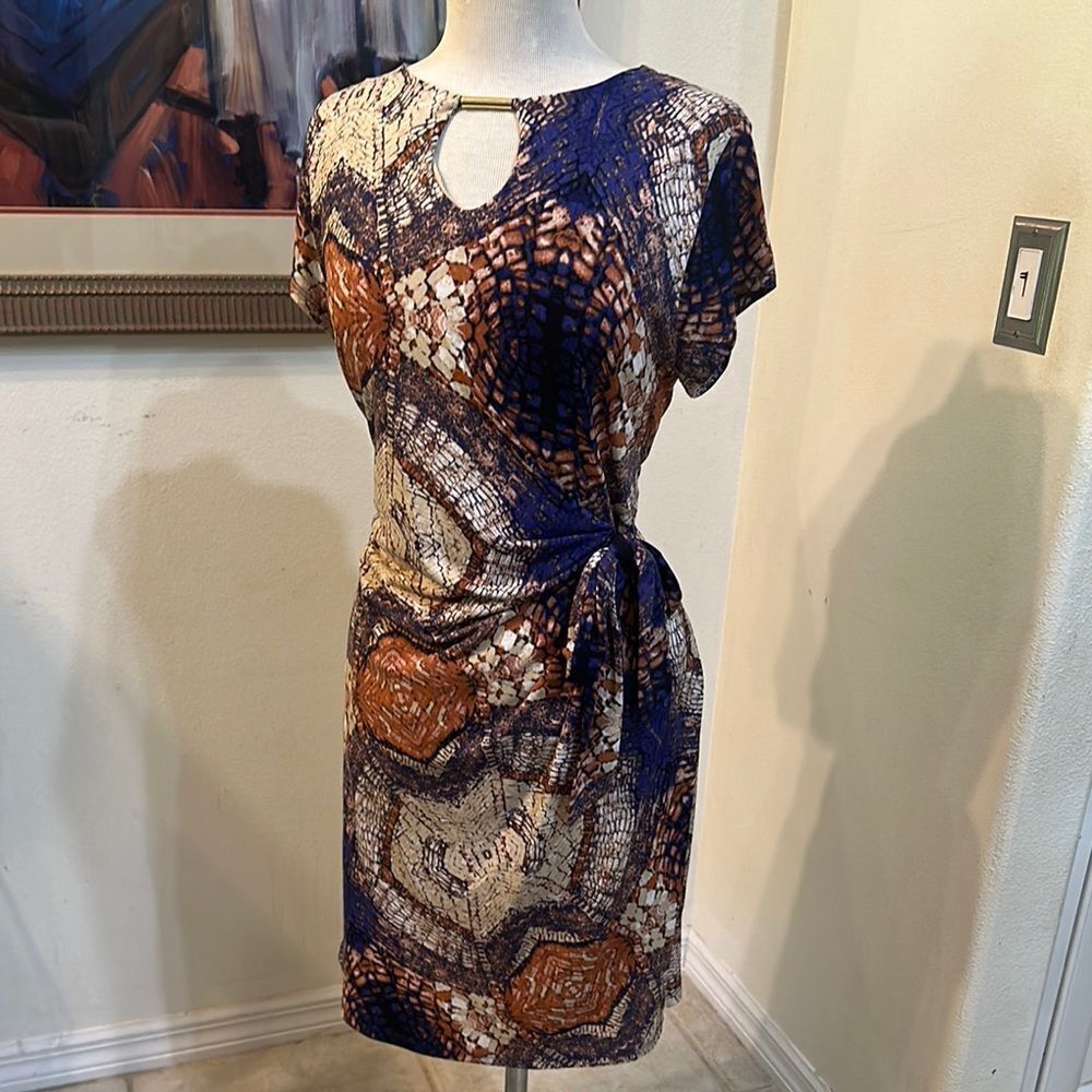 FYLO Side Tie Gathered Pattern Dress Size Large